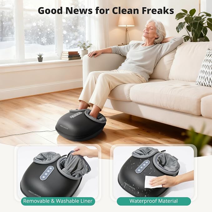 Medcursor Foot Massager with Heat - Shiatsu Feet Massage Machine Delivers Relief for Tired Muscles & Plantar, Deep Kneading Therapy, Multi-Level Settings for Home, Office Use, Size up to 13" - Image 6