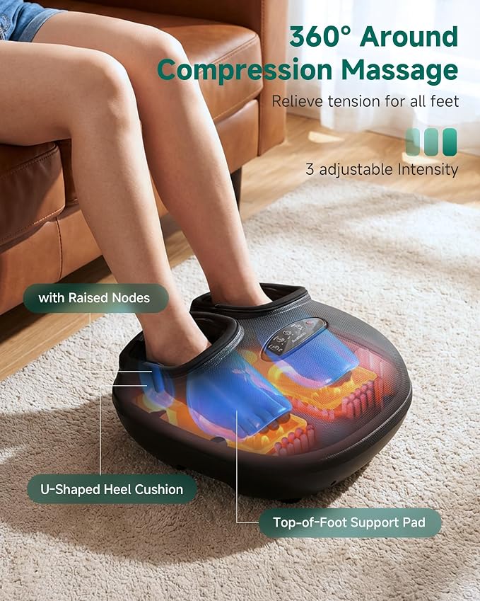 Snailax Foot Massager with Heat Compression Vibration Shiatsu, Foot Pain - Image 3