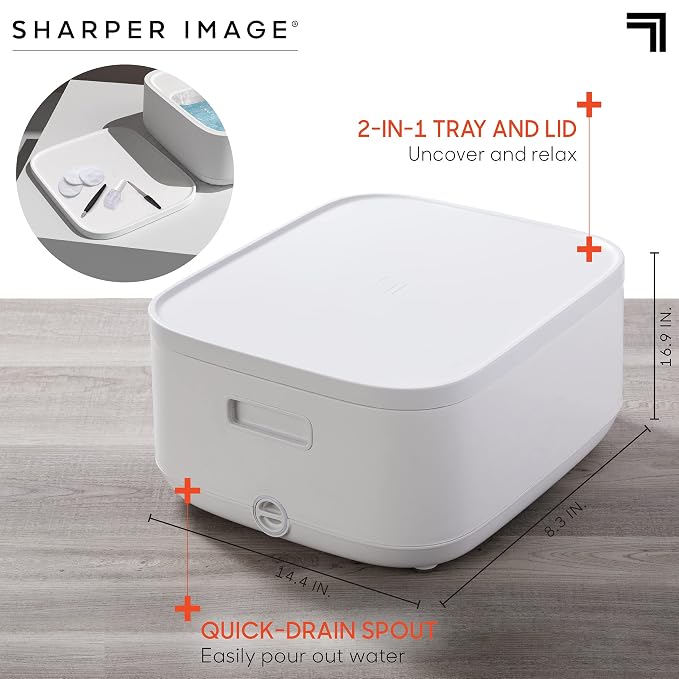 Sharper Image® Spahaven Heated Foot Bath – Bubble Jets, Massage Rollers, 105°F, Pumice Stone Callus Remover| XL Foot Soaking Tub| Feet Scrubber| Home Pedicure Foot Spa| Womens Relief & Relaxation Gift - Image 6
