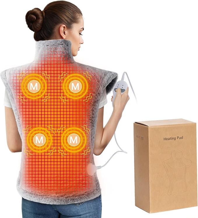 Massaging Heating Pad for Neck Shoulders and Back Massager by STARBEDIA