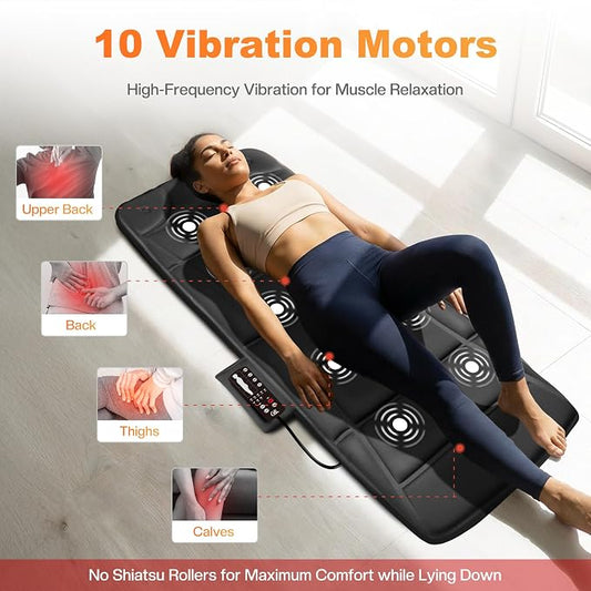 CILI Full Body Massage Mat with Heat, Upgrade Graphene Heating Vibration Back Massage Pad, Full Body Massager for Bed Chair Sofa, Massage Mattress Pad, Ideal Gifts for Mom Dad - Image 2
