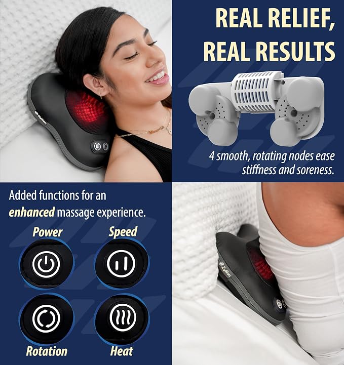 Zyllion ZMA-34RB Back and Neck Massager with Heat for Pain Relief, Black - Image 6