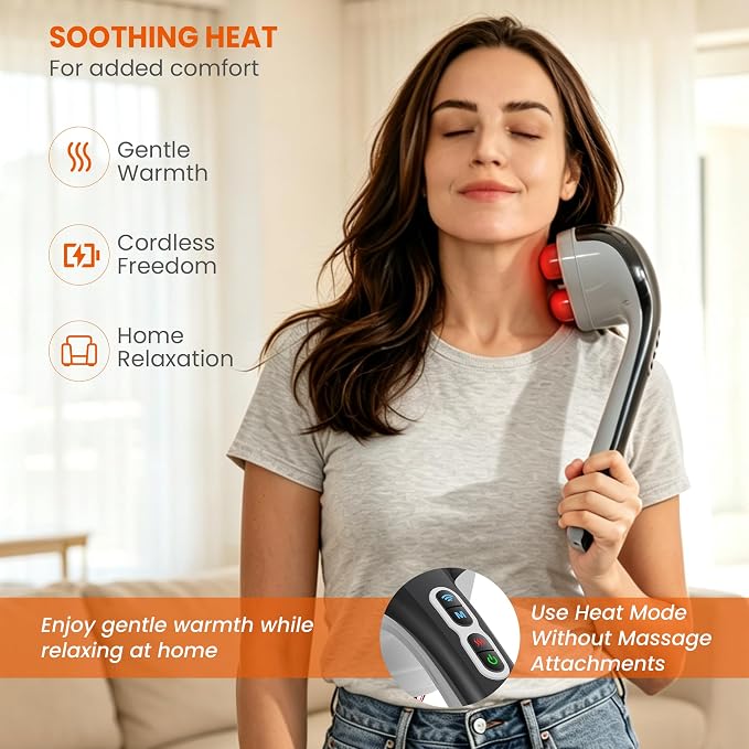 Snailax Handheld Massager, Cordless Percussion Back Massager with Heat - Image 4