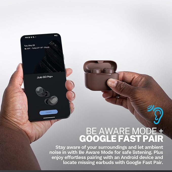 JLab, Go Air Pop+ Tones, True Wireless Earbuds, Bluetooth Earbuds with Microphone, Dual Connect, EQ3 Sound, 7572 W | In Ear Headphones, Bluetooth Earphones, 35H Playtime, Ear Buds with Microphone, USB-C Case, Dual Connect, EQ3 - Image 6