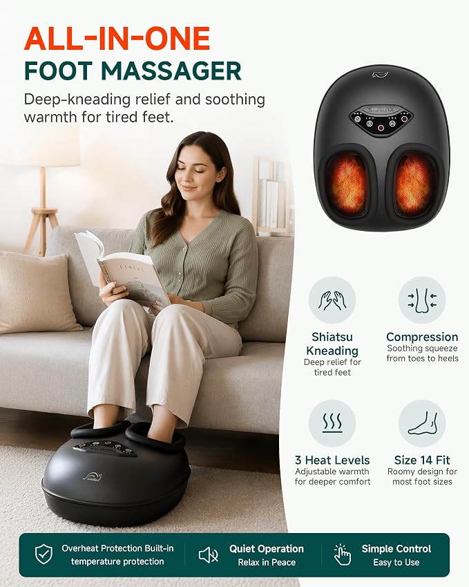 Snailax Shiatsu Foot Massager with Heat & Compression, Fits Men's Size 14 - Image 2