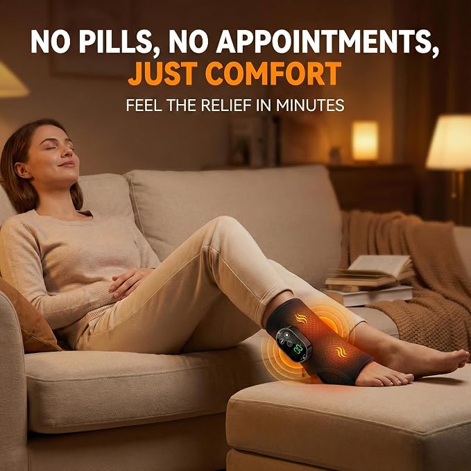 Foot Massager for Neuropathy Plantar Fasciitis Pain Relief, Cordless Heated Vibrating Cloud-Soft Ankle Wrap Feet Massage, Portable 2H Run Time, 6 Heats, 3 Modes, Auto-Off Timer,1 Pair - Image 8
