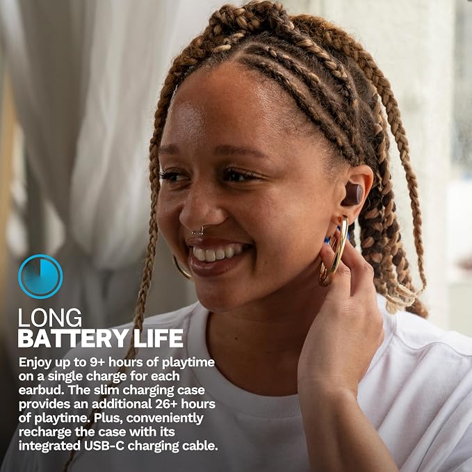 JLab Go Air Pop+ Tones True Wireless Earbuds, in Ear Bluetooth Headphones with Microphone, 35H Playtime, USB-C Charging Case, Dual Connect, EQ3 Sound, 4625 W - Image 5