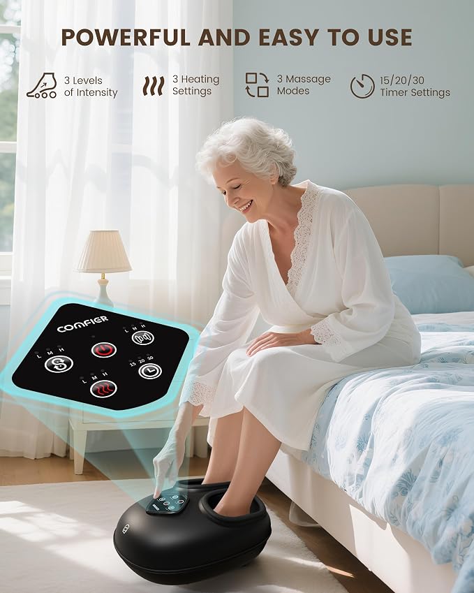 COMFIER Foot Massager with Heat & Compression, Deep Kneading & Rolling Massage for Tired Feet, Fits Up to Size 14, Adjustable Intensity, Spa-Like Relaxation Gift for Mom, Mothers Day - Image 5