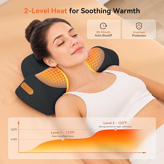 3 in-1 Cordless Neck Massager Pillow with Heat, Vibration & Traction - Image 2