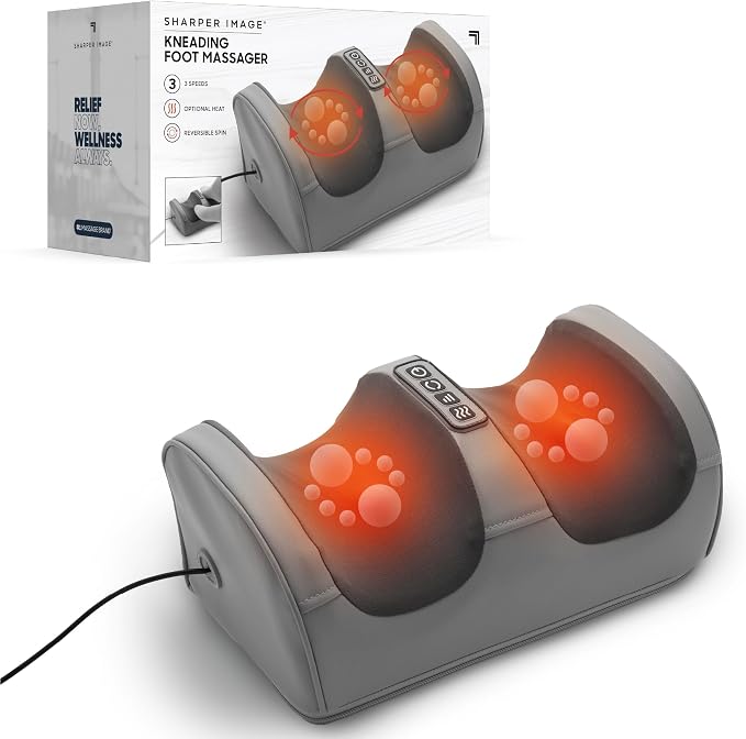 Sharper Image® Kneading Foot Massager with Heat – Deep Rolling Massage with 3 Speeds, Reversible Spin & Optional Heat | Compact Feet Massager| Masajeador| Wellness & Relaxation Gift for Women & Men by SHARPERIMAGE