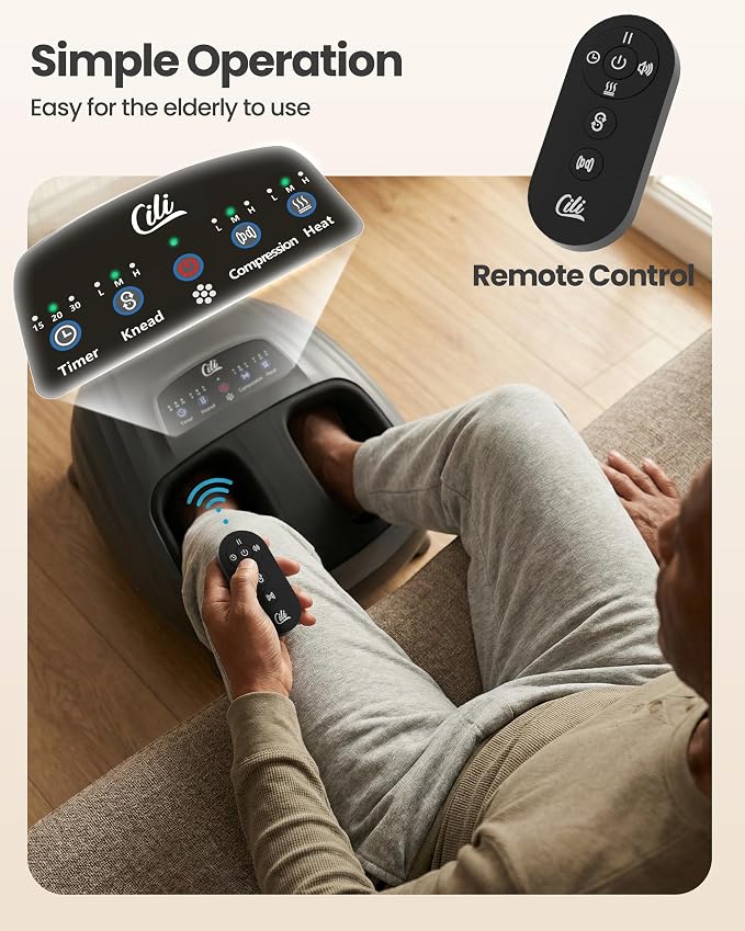 CILI Foot Massager with Heat, Shiatsu Foot Massage Machine for Plantar Fasciitis Neuropathy, 3 Sole & Instep Heating Levels, 3 Intensity Adjustable, Up to Size 14, Gifts for Him Her - Image 7