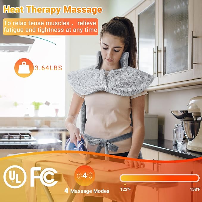 Massaging Heating Pad for Neck Shoulders and Back Massager - Image 5