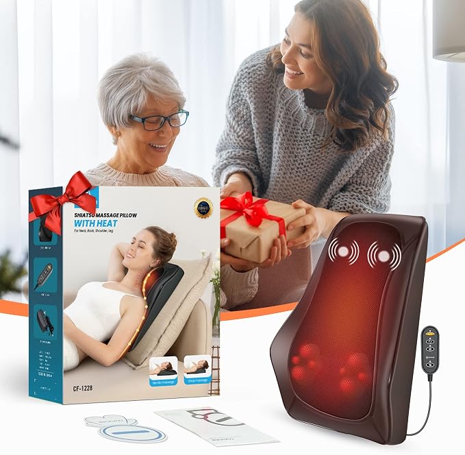 COMFIER Back Massager with Heat,3D Deep Kneading Shiatsu Neck and Back Massager with Vibration & Heat, Neck Back Massage Pillow as Gift for Women Men-Home Office Use - Image 8