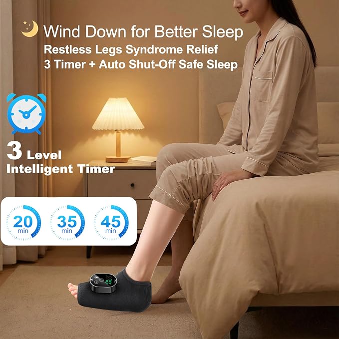 Foot Massager for Neuropathy Plantar Fasciitis Pain Relief, Cordless Heated Vibrating Cloud-Soft Ankle Wrap Feet Massage, Portable 2H Run Time, 6 Heats, 3 Modes, Auto-Off Timer, 1pcs - Image 8