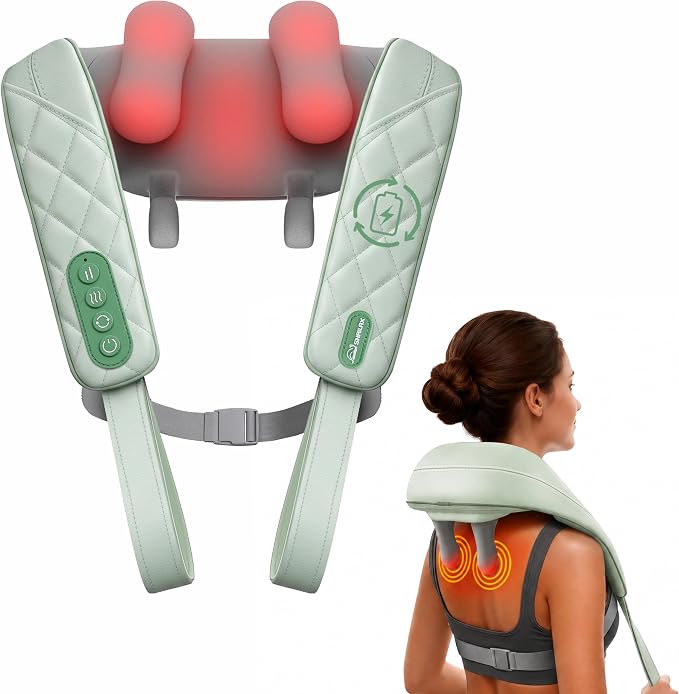 Snailax Cordless Shiatsu Neck Massager with Heat, 4D Kneading Back Shoulder Massager Deep Tissue, Larger Massage & Heating Area, Gift for Mom Dad by Snailax