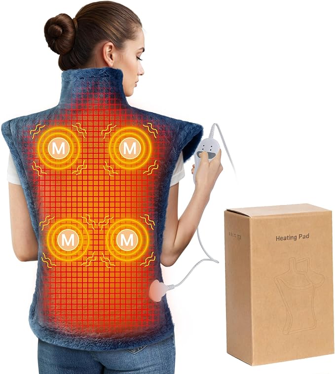 Massaging Heating Pad for Back, Neck and Shoulder Massager by STARBEDIA