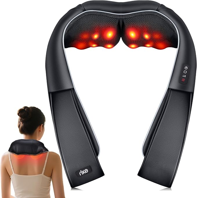 Shiatsu Neck and Back Massager with Heat, Corded Deep Tissue Shoulder Massager for Pain Relief, 3D Kneading Nodes, Eligible for FSAHSA Electric Massage Pillow for Home Office Car, Gift for Men Women by Unknown