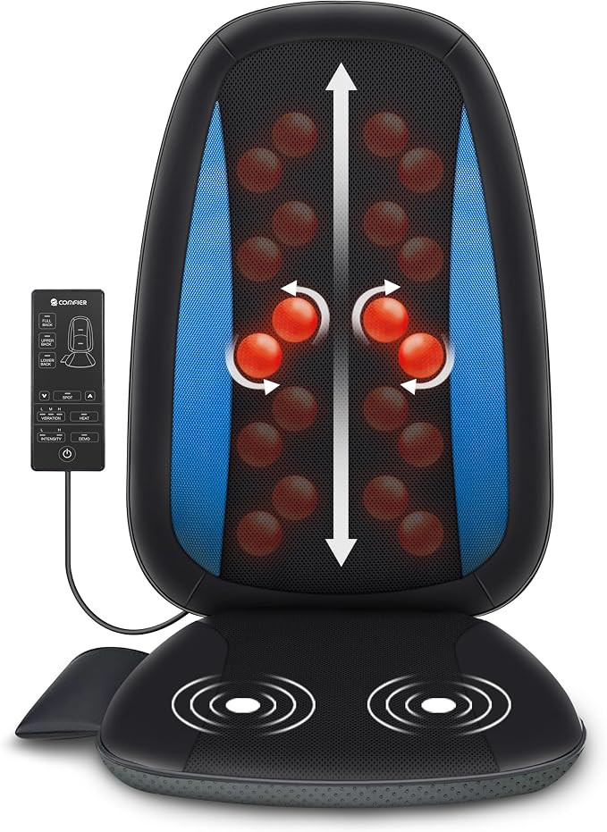 COMFIER Shiatsu Back Massager with Heat,Deep Tissue Kneading Massage Seat Cushion,Massage Chair Pad for Full Back,Body Massager for Home or Office Chair use by COMFIER