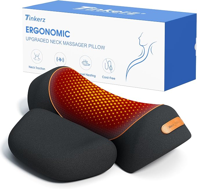 3 in-1 Cordless Neck Massager Pillow with Heat, Vibration & Traction by CordlessNeckMassager