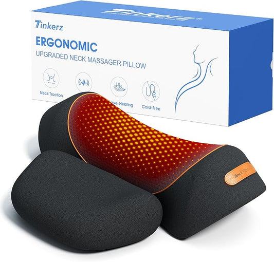 3 in-1 Cordless Neck Massager Pillow with Heat, Vibration & Traction by CordlessNeckMassager
