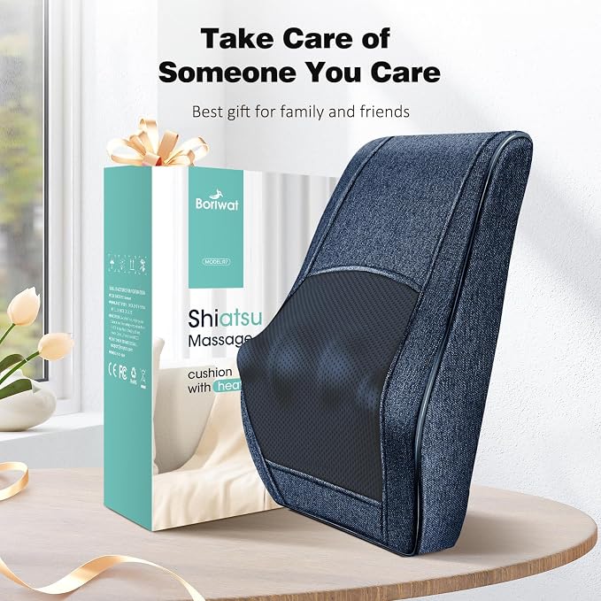 Boriwat Neck and Back Massager with Heat, 3D Kneading Shiatsu Massage Pillow for Neck, Back, Shoulders, Legs, Deep Tissue Relief for Sore Muscles, Home & Car, Great Gift for Women, Men, Mom, Dad - Image 9
