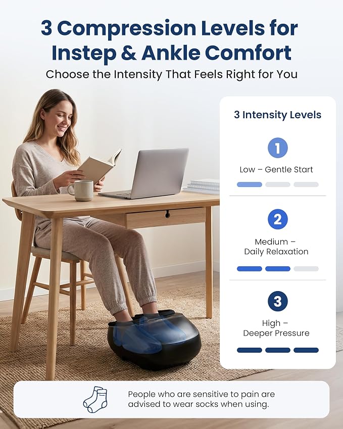 COMFIER Foot Massager with Heat, Kneading, Vibration, Compression, FSA Eligible HSA Store Shiatsu Massager for Plantar Fasciitis Neuropathy, Upgrade Pause Function, Up to Size 13, Gift for Men Women - Image 4