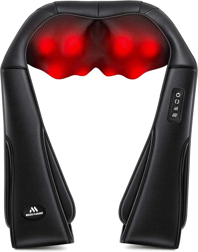 MagicMakers Electric Shiatsu Neck Massager with Heat - Pain Relief for Back, Shoulders & Feet - Gifts for Men, Women, Mom, Dad - From Daughter or Son - Ideal for Christmas, Mother's Day & Father's Day by MagicMakers