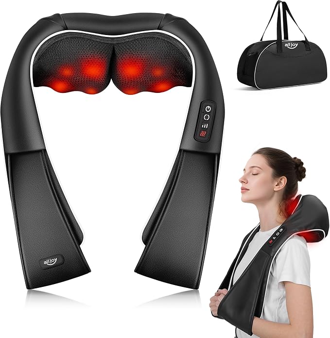 ALLJOY Shiatsu Neck and Back Massager with Heat, Deep Tissue Kneading Electric Massager for Shoulder, Lumbar, and Leg Pain Relief, Self-Care Wellness Gifts for Women Men Mom Dad by ALLJOY