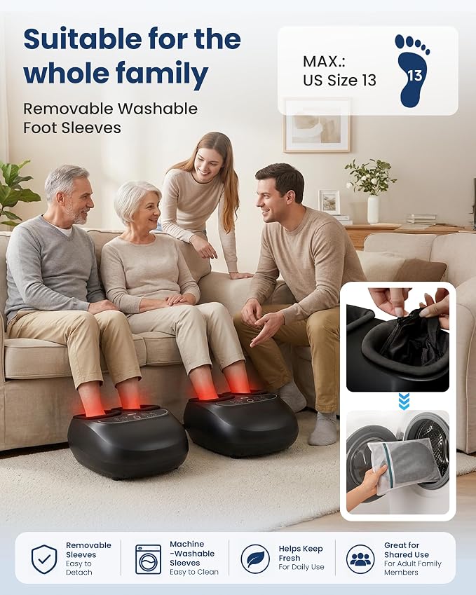 COMFIER Foot Massager with Heat, Kneading, Vibration, Compression, FSA Eligible HSA Store Shiatsu Massager for Plantar Fasciitis Neuropathy, Upgrade Pause Function, Up to Size 13, Gift for Men Women - Image 8