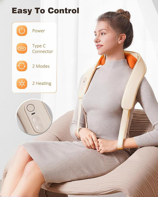 KNQZE Cordless Neck Massager for Pain Relief Deep Tissue with Heat - Image 2