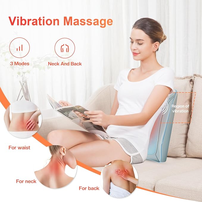 COMFIER Shiatsu Back Massager with Heat, Deep Kneading Neck & Back Massager, Adjustable Intensity Heated Massage Pillow for Shoulder, Lower Back, Lumbar, Gift for Men & Women - Image 5