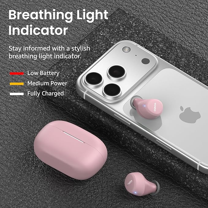 TOZO A1 Wireless Earbuds Bluetooth 5.3 Light Weight in Ear Headphones | IPX5 Waterproof,2 Mics for AI Calls,Immersive Premium Sound Bass Headset with Charging Case,32 EQ via App Rose Gold - Image 5