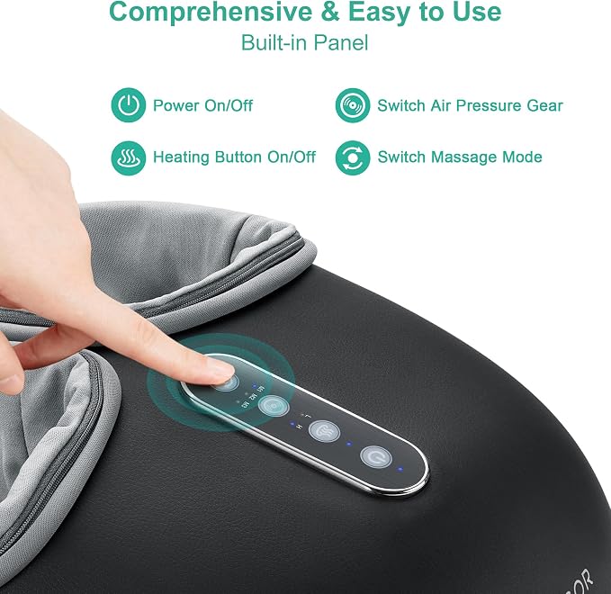 Medcursor Foot Massager with Heat - Shiatsu Feet Massage Machine Delivers Relief for Tired Muscles & Plantar, Deep Kneading Therapy, Multi-Level Settings for Home, Office Use, Size up to 13" - Image 3