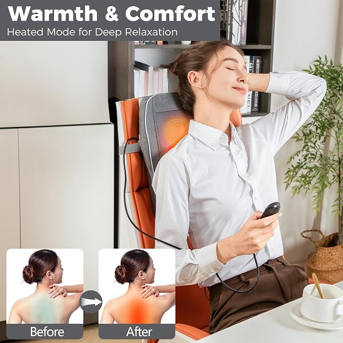Brelley Shiatsu Neck and Back Massager with Heat, Deep Tissue Kneading Massage Pillow, Electric Massagers with Bi-Directional Rotating Head for Neck, Back, Shoulders, and Legs - Image 4