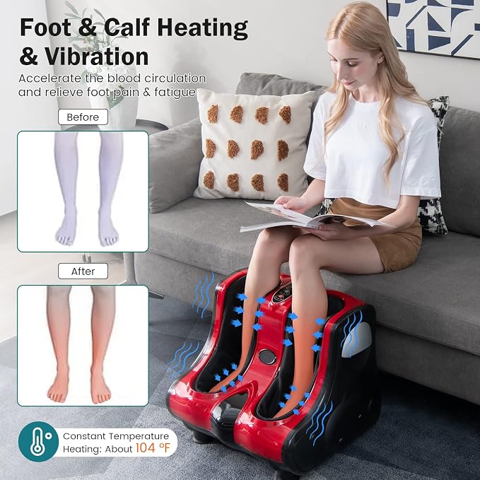 COSTWAY Foot and Calf Massager, Shiatsu Heated Electric Foot Massager - Image 6