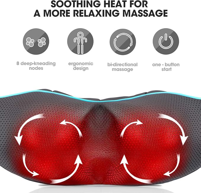 MagicMakers Shiatsu Neck Massager with Heat for Pain Relief Deep Tissue - Image 2
