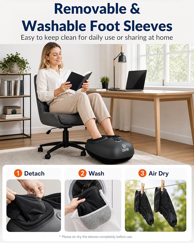 COMFIER 2026 Shiatsu Foot Massager with Heat, Birthday Gifts for Women, Feet Massager for Neuropathy, Plantar Fasciitis Relief, Remote Control, Biger Size 13, 5 Compression Levels, 3 Kneading Speeds - Image 7