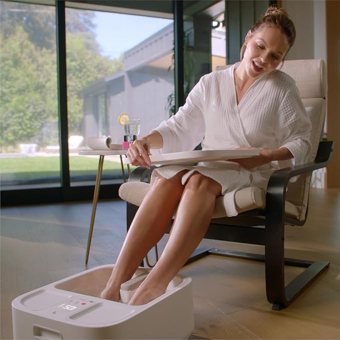 Sharper Image® Spahaven Heated Foot Bath – Bubble Jets, Massage Rollers, 105°F, Pumice Stone Callus Remover| XL Foot Soaking Tub| Feet Scrubber| Home Pedicure Foot Spa| Womens Relief & Relaxation Gift - Image 8