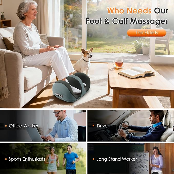 Shiatsu Foot Massager, Foot and Calf Massager with Heat, Grey - Image 5