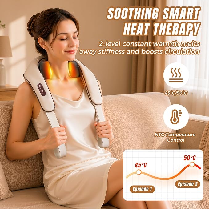 6 Nodes Cordless Neck & Shoulder Massager - Hands-Free Wearable Massage - Image 4