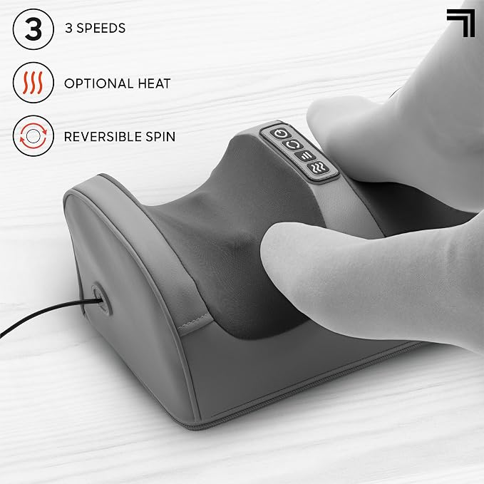 Sharper Image® Kneading Foot Massager with Heat – Deep Rolling Massage with 3 Speeds, Reversible Spin & Optional Heat | Compact Feet Massager| Masajeador| Wellness & Relaxation Gift for Women & Men - Image 3