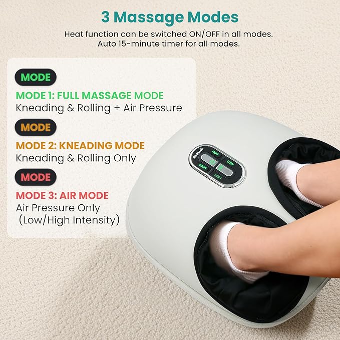 Nekteck Shiatsu Foot Massager with Heat & Air Compression Deep Kneading - Image 3