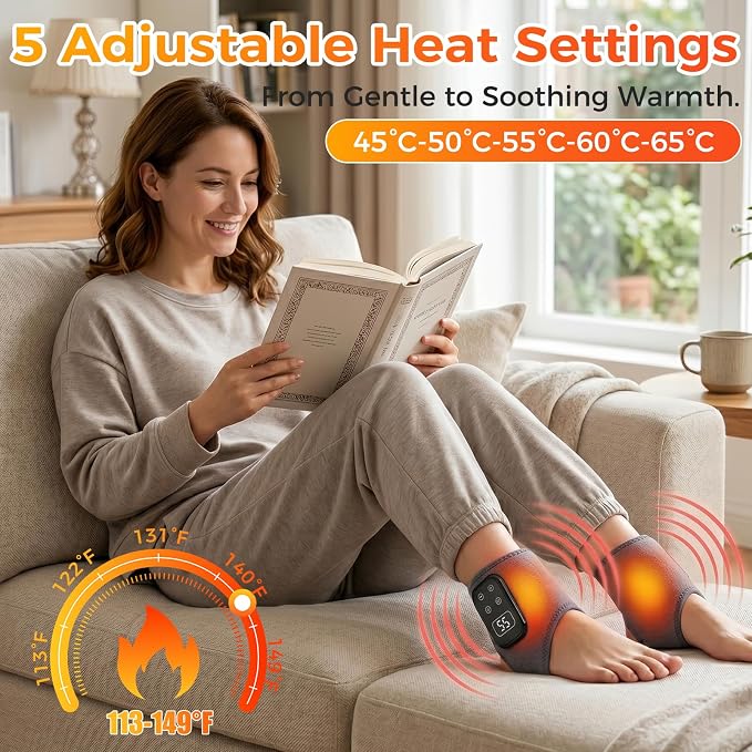 2PCS Foot Renew Massager for Neuropathy, 4-in-1 Cordless & Portable Foot and Ankle Massager for Heel, Arch & Ankle Relief, Foot Massager with 5 Vibration Mode & 5 Heat Levels, Ideal for Home & Travel - Image 4