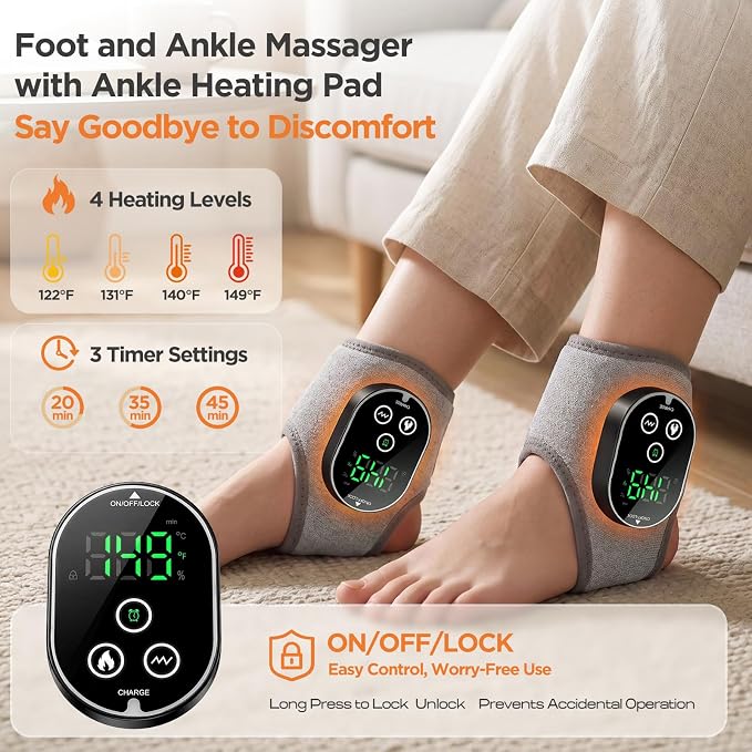 2PCS Cordless Neuropathy Foot Massager, Ankle Heating Pad for Pain Relief - Image 2