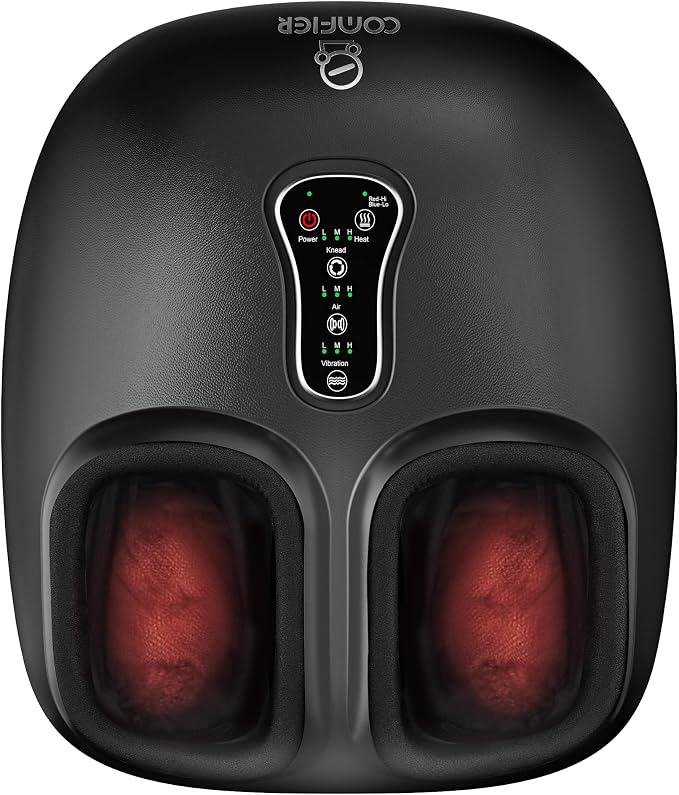 COMFIER Shiatsu Foot Massager with Heat,Vibration,Rolling Compression,Feet Massager for Plantar Fasciitis,Neuropathy Pain,Home Office Use,Fits Size up to 13IN,for Dad,Mom by COMFIER
