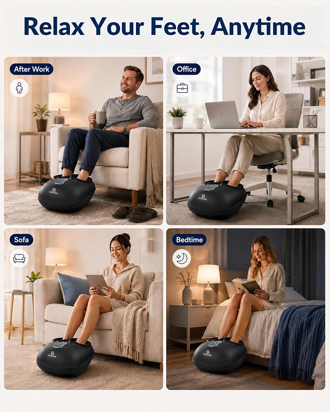 COMFIER 2026 Shiatsu Foot Massager with Heat, Birthday Gifts for Women, Feet Massager for Neuropathy, Plantar Fasciitis Relief, Remote Control, Biger Size 13, 5 Compression Levels, 3 Kneading Speeds - Image 8