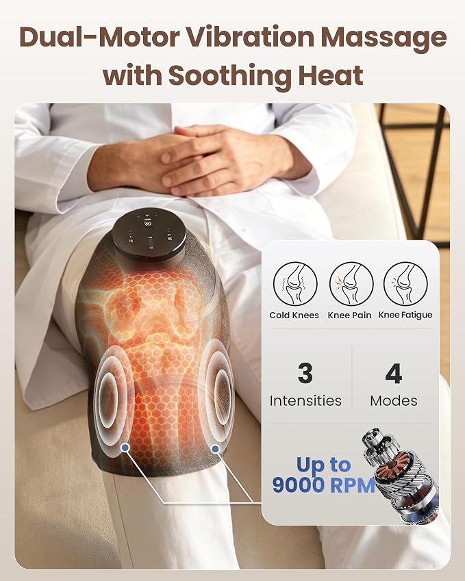 3-in-1 Cordless Knee Massager with Graphene Heat & Vibration, Rechargeable Heating Pad for Knee, Shoulder & Elbow, 4 Massage Modes & 3 Heat Levels, Helps Relieve Muscle Soreness & Joint Stiffness - Image 2