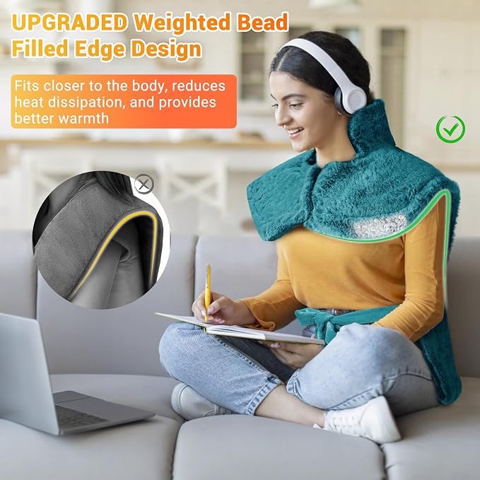 Electric Heating Pad for Neck and Shoulders and Back, 24" x 35" Large Heated Blanketwith 2 Heat Levels, 4 Massage Settings, 4 Massage Motors, Auto Shut-Off, Green - Image 4