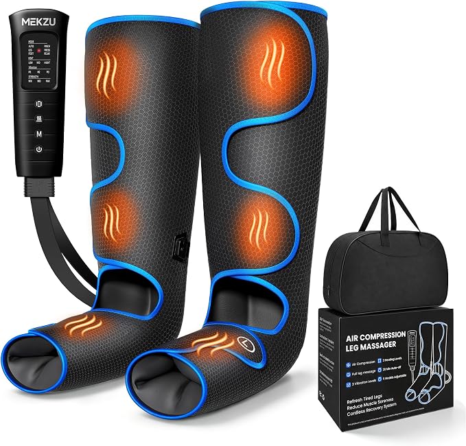 MEKZU Air Compression Leg Massager with Heat, 6 Massage Modes, Foot Boots by MEKZU
