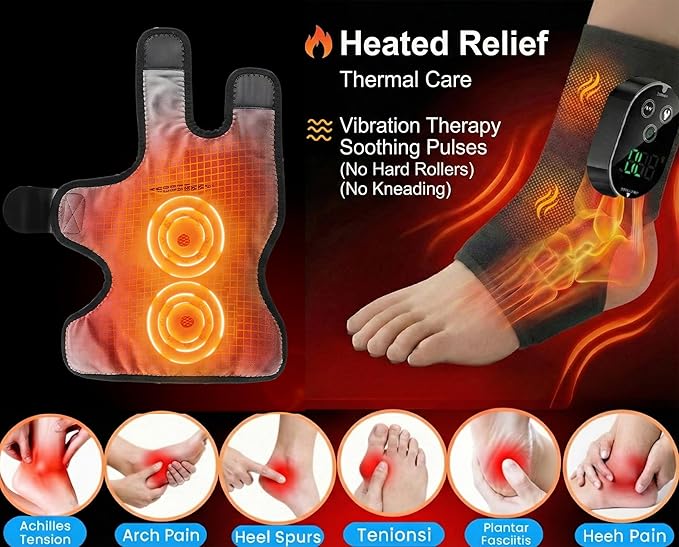 Foot Massager for Neuropathy Plantar Fasciitis Pain Relief, Cordless Heated Vibrating Cloud-Soft Ankle Wrap Feet Massage, Portable 2H Run Time, 6 Heats, 3 Modes, Auto-Off Timer,1 Pair - Image 2